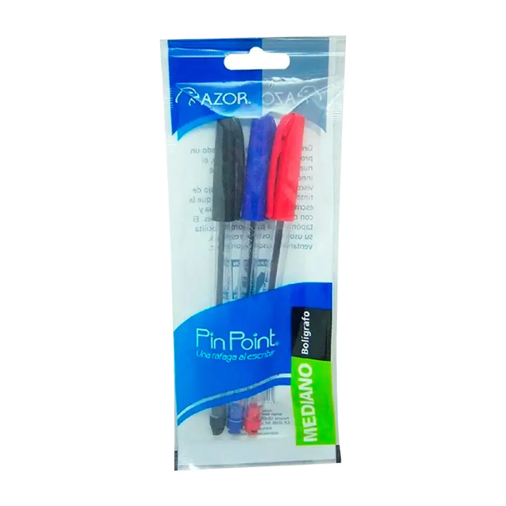 3 Bolígrafos azor pin point variedad de colores, mediano 1,0mm punto …