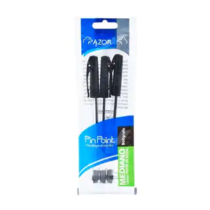 3 Bolígrafos azor pin point color negro, mediano 1,0mm punto de aguja…