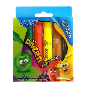 Paquete con 6 marcadores - plumones de agua jocar con aroma frutal, v…