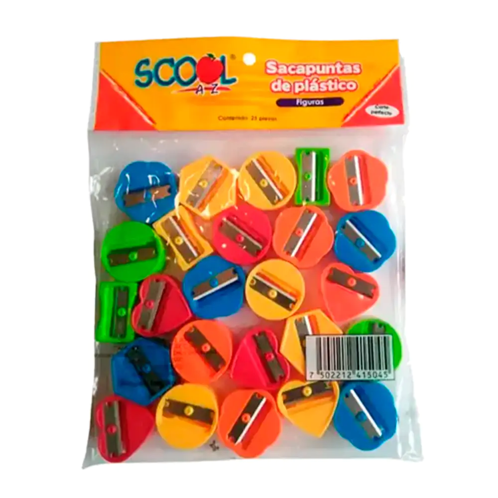 Paquete scool a-z de 25 sacapuntas con diseño de figuras, variedad de…