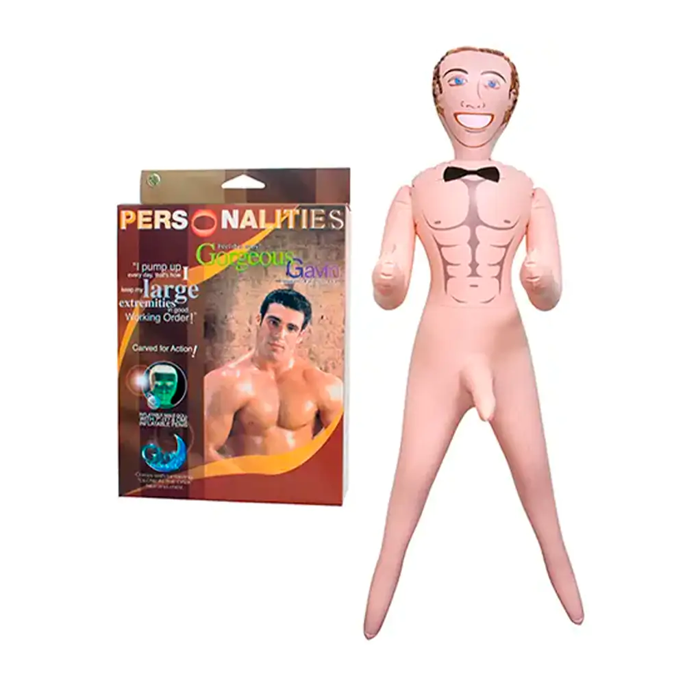 Muñeco inflable masculino gorgeous gavin con miembro de 17.8 y moño