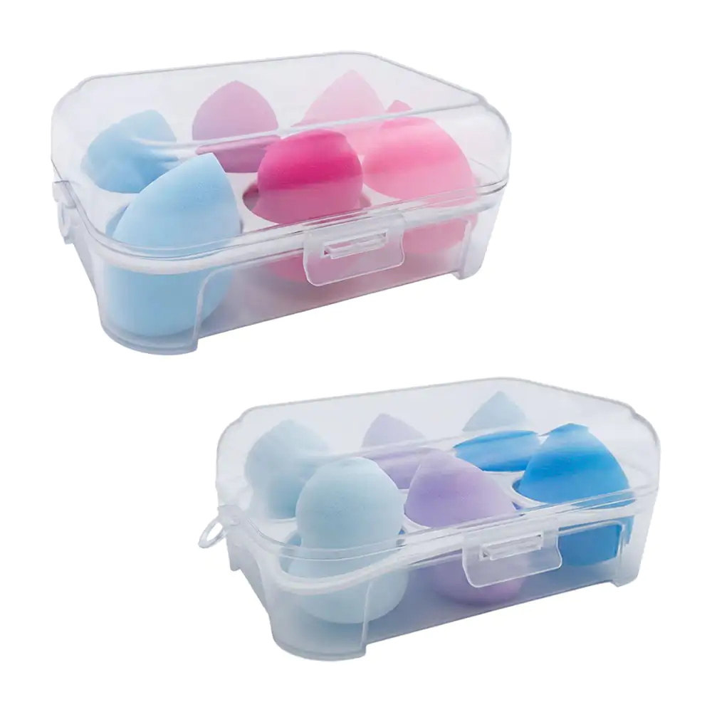 Estuche de plástico transparente con 6 esponjas para maquillaje en di…