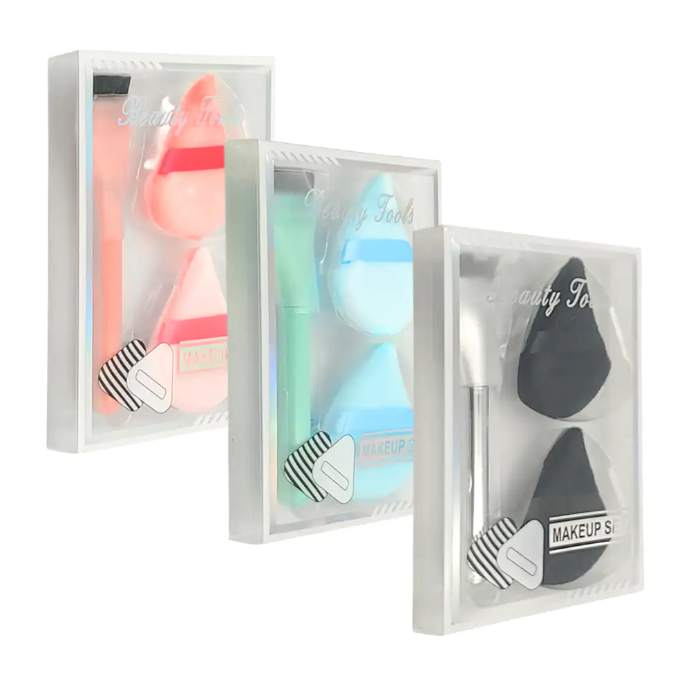 Paquete con brocha delgada para maquillaje y 2 esponjas en forma de t…