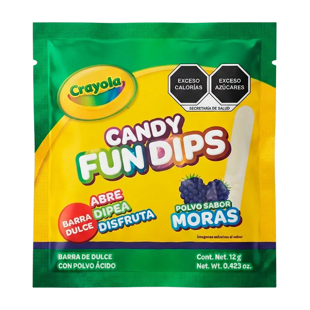 1pza candy fun dips crayola, barra de dulce con polvo ácido sabor mora, 12g / 850943