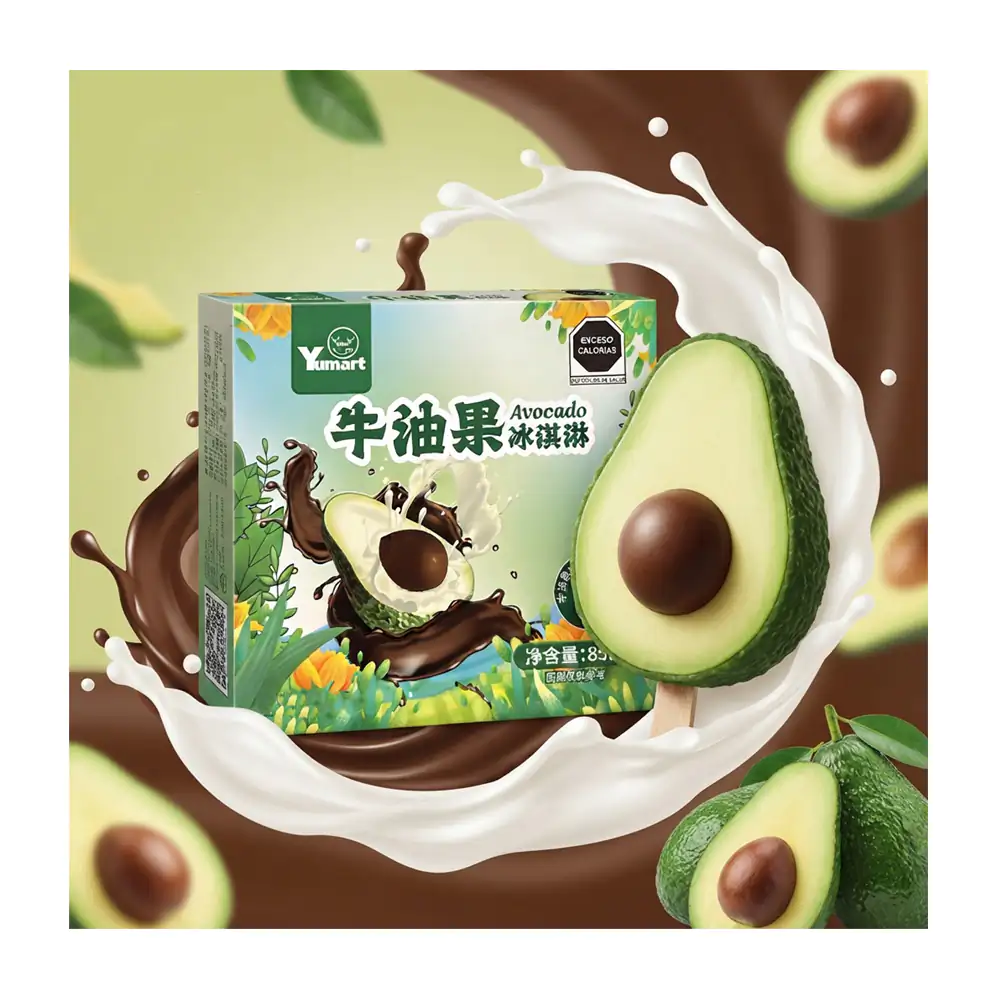 1pza helado cremoso coreano sabor aguacate con chocolate con forma de aguacate, 85ml / 852288