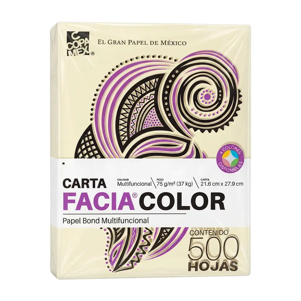 Paquete con 500 hojas faciacolor color amarillo en tamaño carta / 982…