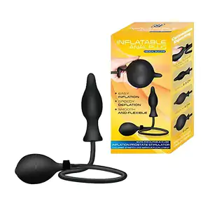 Plug anal consolador inflable ondulado, 10 cm de goma