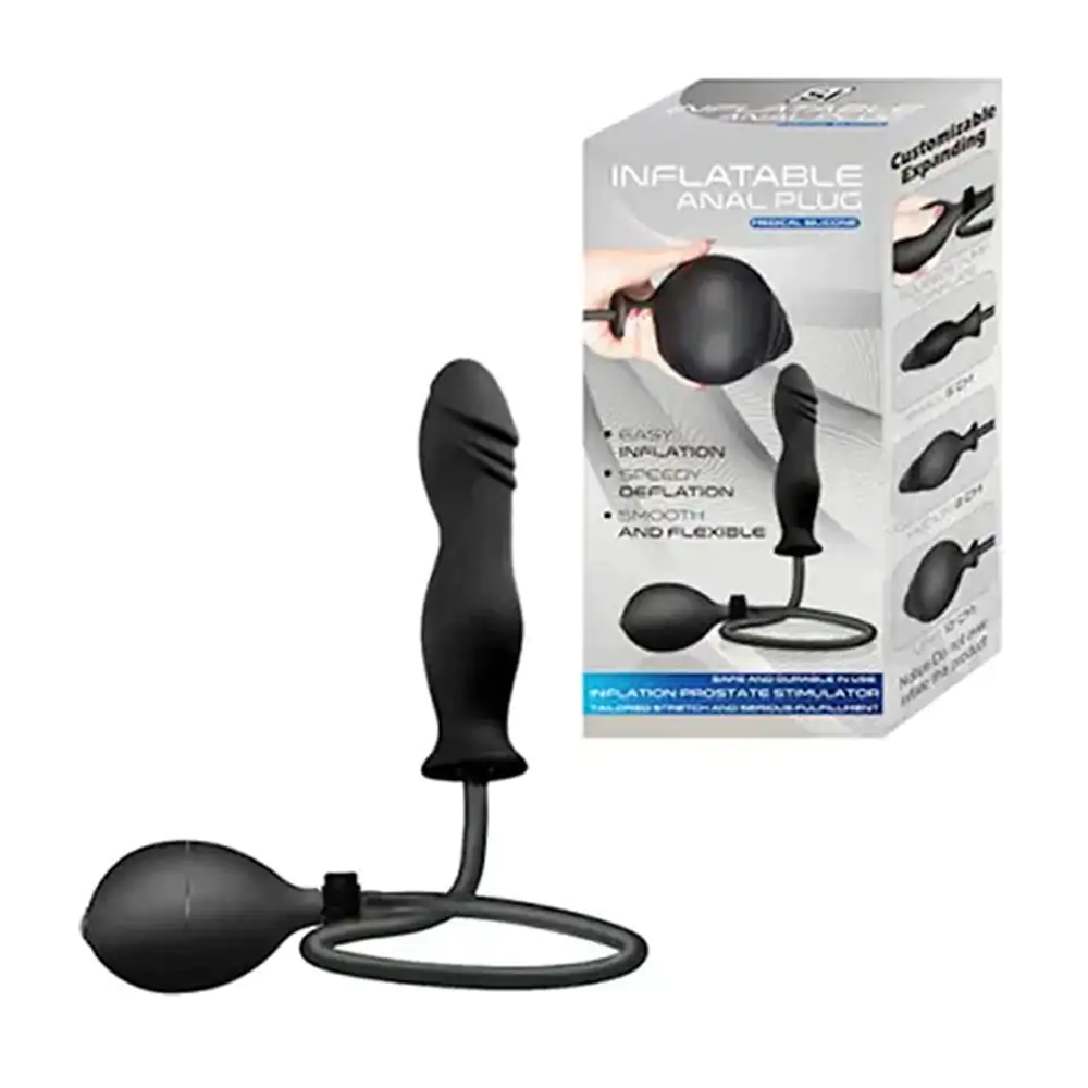 Plug anal consolador inflable ondulado, 13 cm de goma
