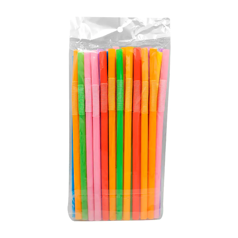 Paquete con aprox 50 popotes anchos flexibles de diferentes colores, …