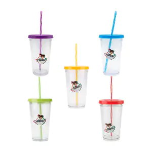 Vaso transparente aitana de 1lt con tapadera y popote de plástico, va…