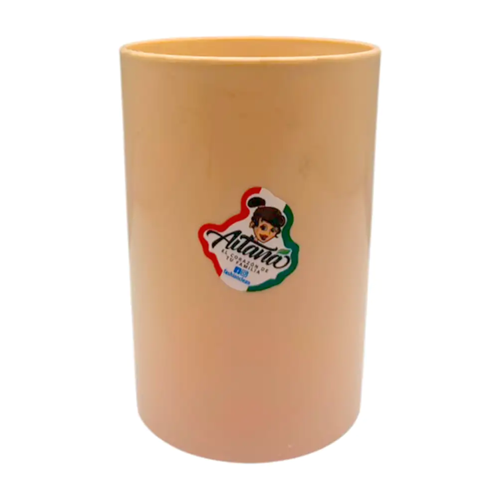 1pza Vaso de plástico aitana color beige con capacidad de 300ml
