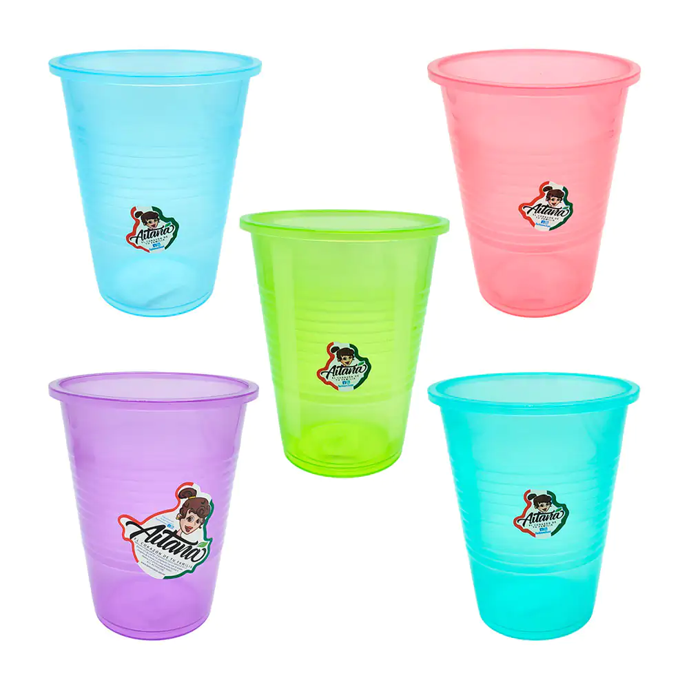 1pza Vaso de plástico aitana translúcido con líneas horizontales en r…