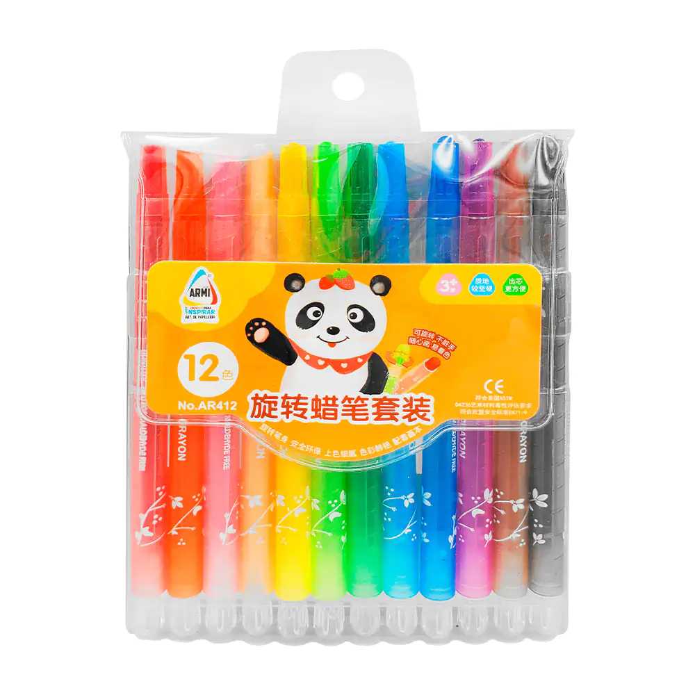Paquete con 12 crayones giratorios tipo retráctiles, variedad de colo…