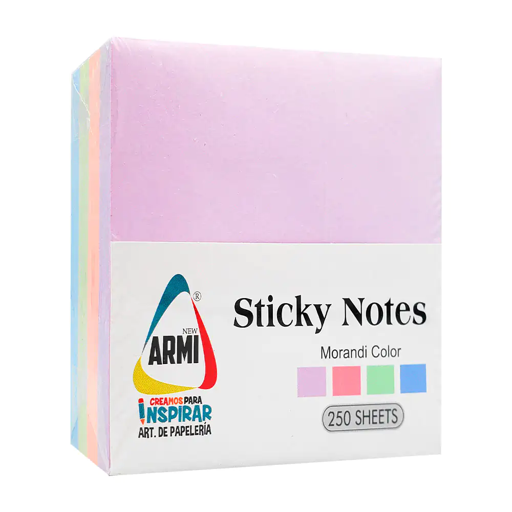 Paquete con 250 post it - notas adhesivas armi de colores pastel, 76x76mm