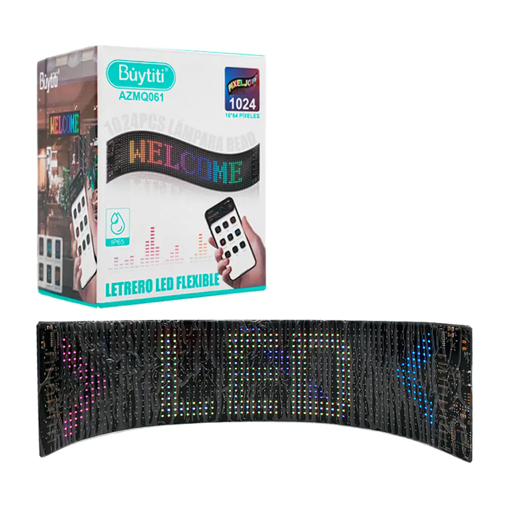 Letrero led flexible buytiti personalizable con luz rgb + control rem…