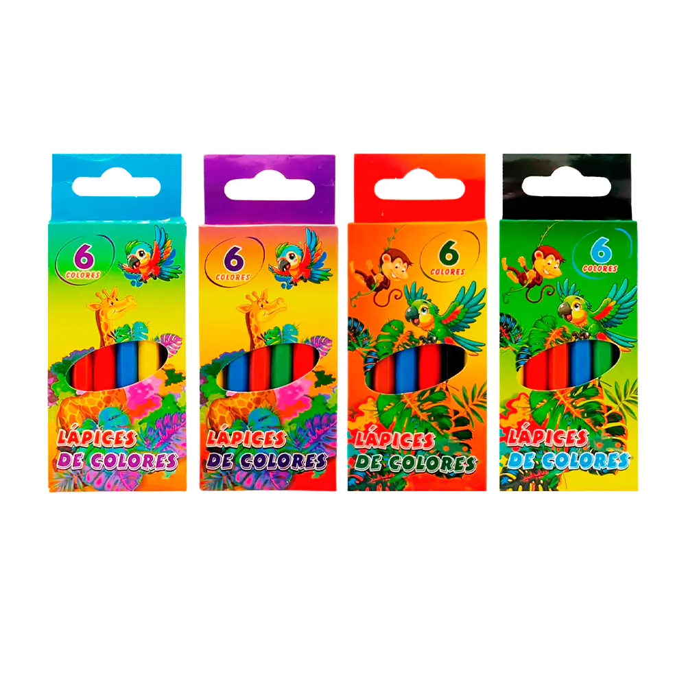 Caja con 6 lapices de cera profesionales infantiles cortos para color…