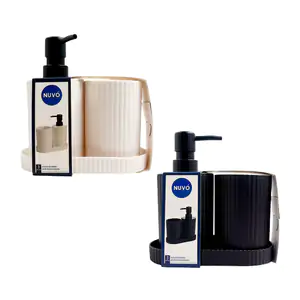Set de accesorios para baño, tres pzas, de plastico con diseño textur…