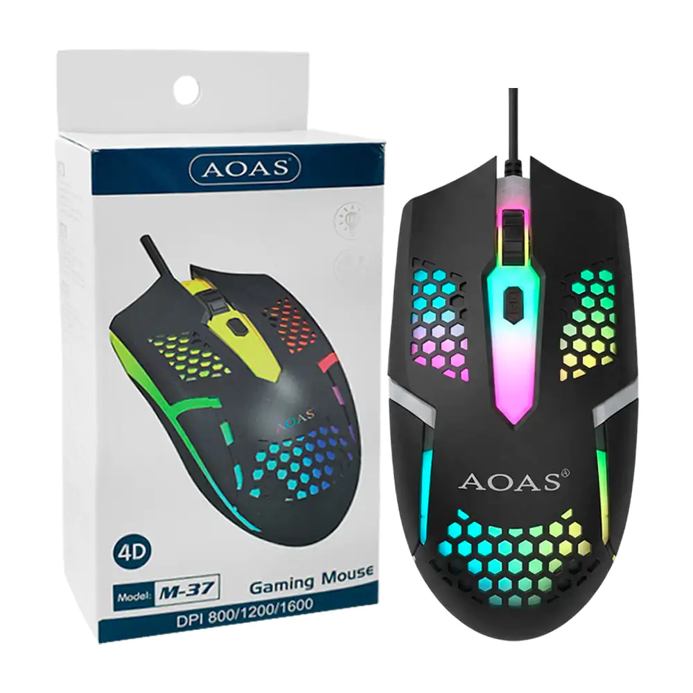 Mouse aoas con diseño ergonómico, diseño gamer con luz rgb, alámbrico…