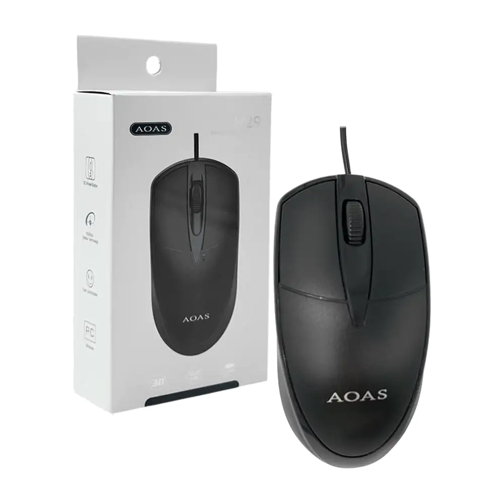 Mouse aoas alámbrico con diseño ergonómico, conexión usb / m29