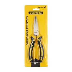 Pinza de punta chata bomvink con mango de plástico ergonómico, 16cm