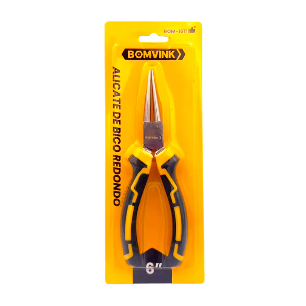Pinza de punta redonda bomvink con mango de plástico ergonómico, 16cm