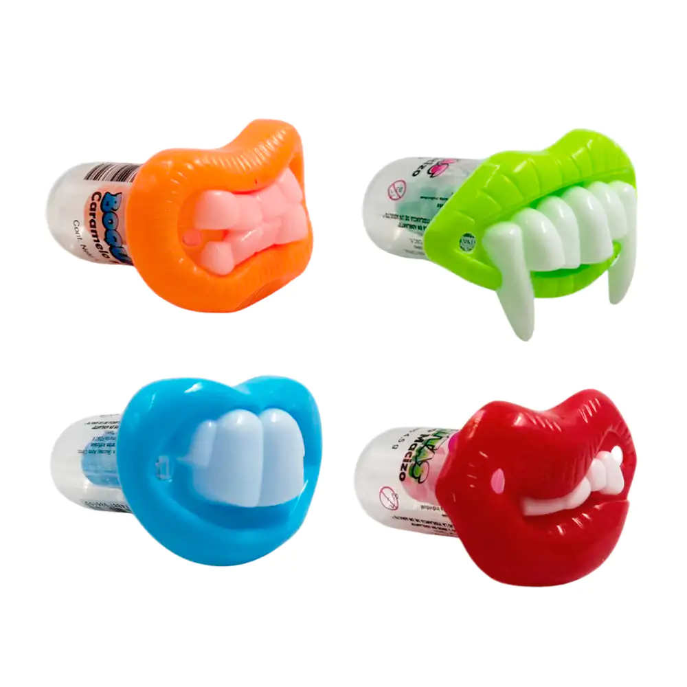 1pza Dulce macizo tipo chupon en forma de boca con dientes, 4.5g, variedad