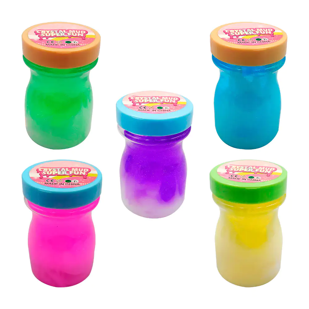 Bote pequeño de slime bicolor con glitter, variedad de colores / c2523