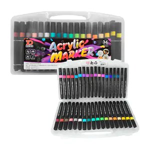 Estuche transparente tipo maletín con 36 plumones acrilico de colores…