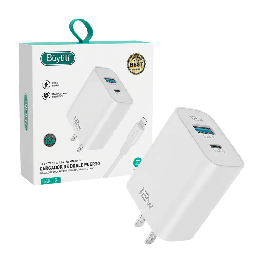 Cubo cargador de doble entrada usb-a, usb-c 240v para carga rápida /c…