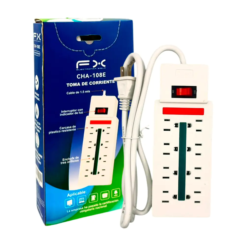 Barra multicontacto FX con 8 tomacorrientes trifásicos y cable de 1.5…