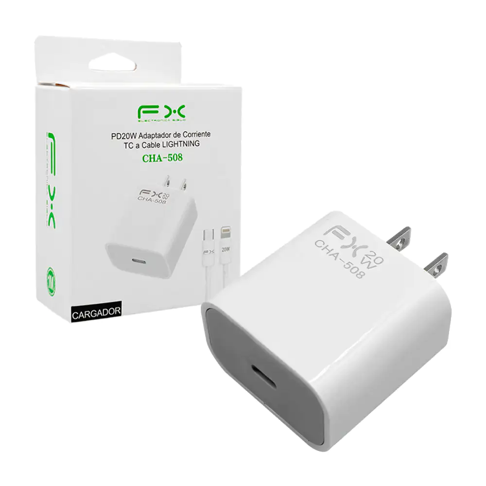 Cubo cargador FX de 20w con puerto usb-c y cable usb-c a lightning, 1…