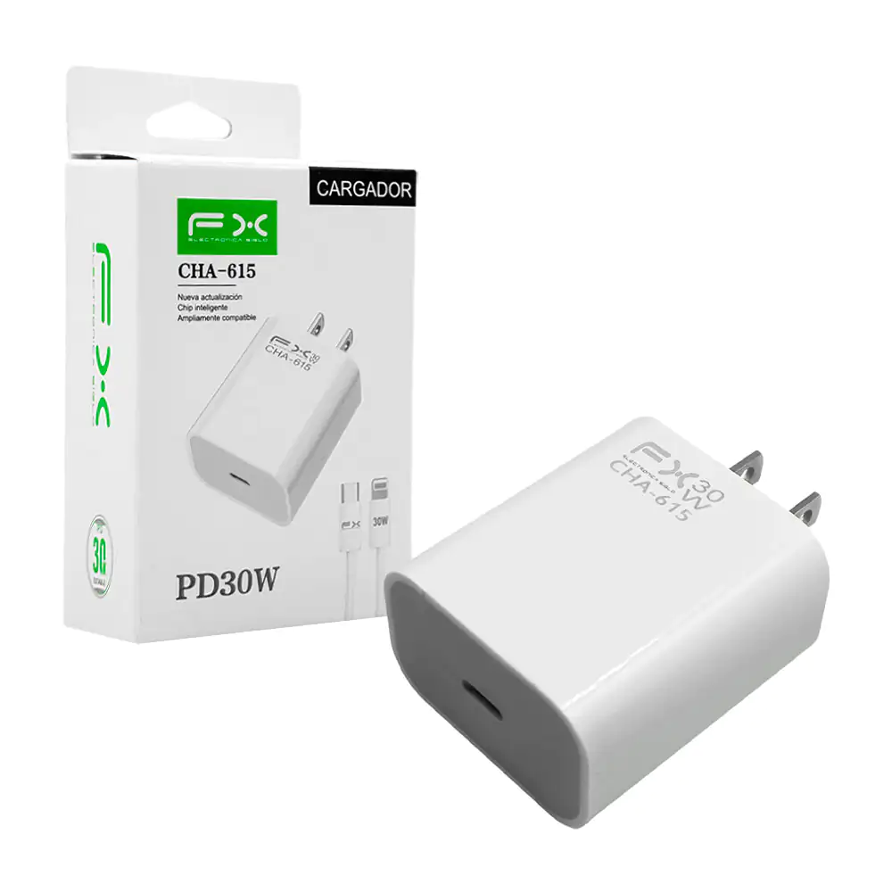 Cubo cargador FX de 30w con puerto usb-c y cable usb-c a lightning / …
