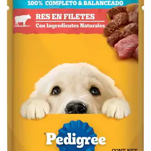 1pza alimento húmedo pedigree sabor res en filetes para cachorros, 10…