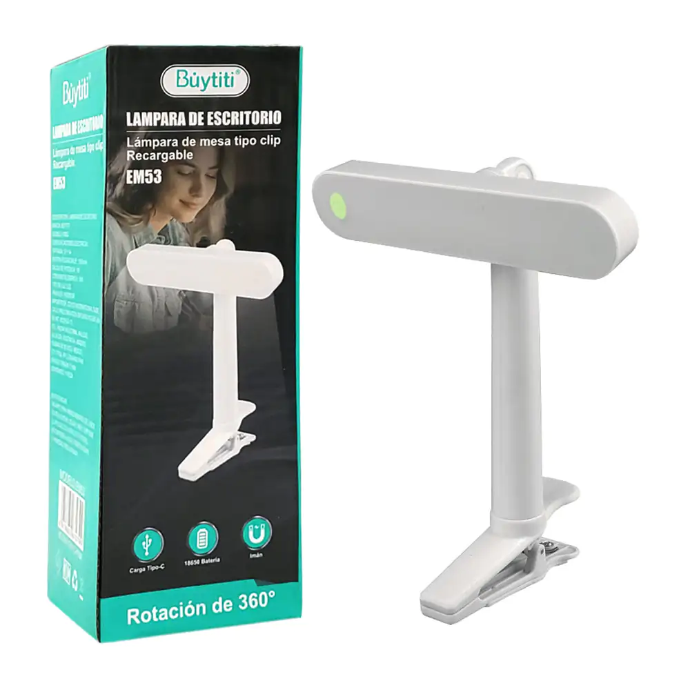 Lámpara buytiti para escritorio, 20cm tipo clip con rotación 360, tre…