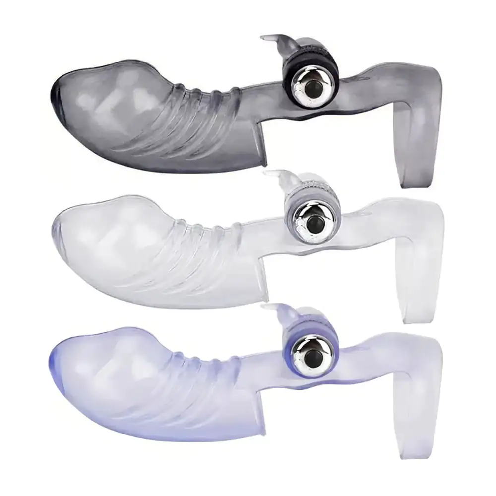 Anillo masculino de plástico tipo condón con vibrador estimulador femenino, variedad de colores