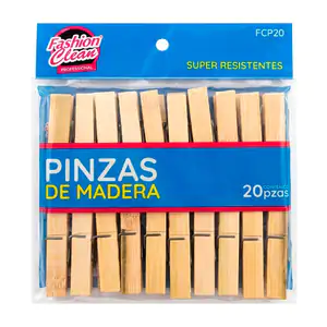 Paquete con 20 pinzas fashion clean de madera de bambú para colgar ro…