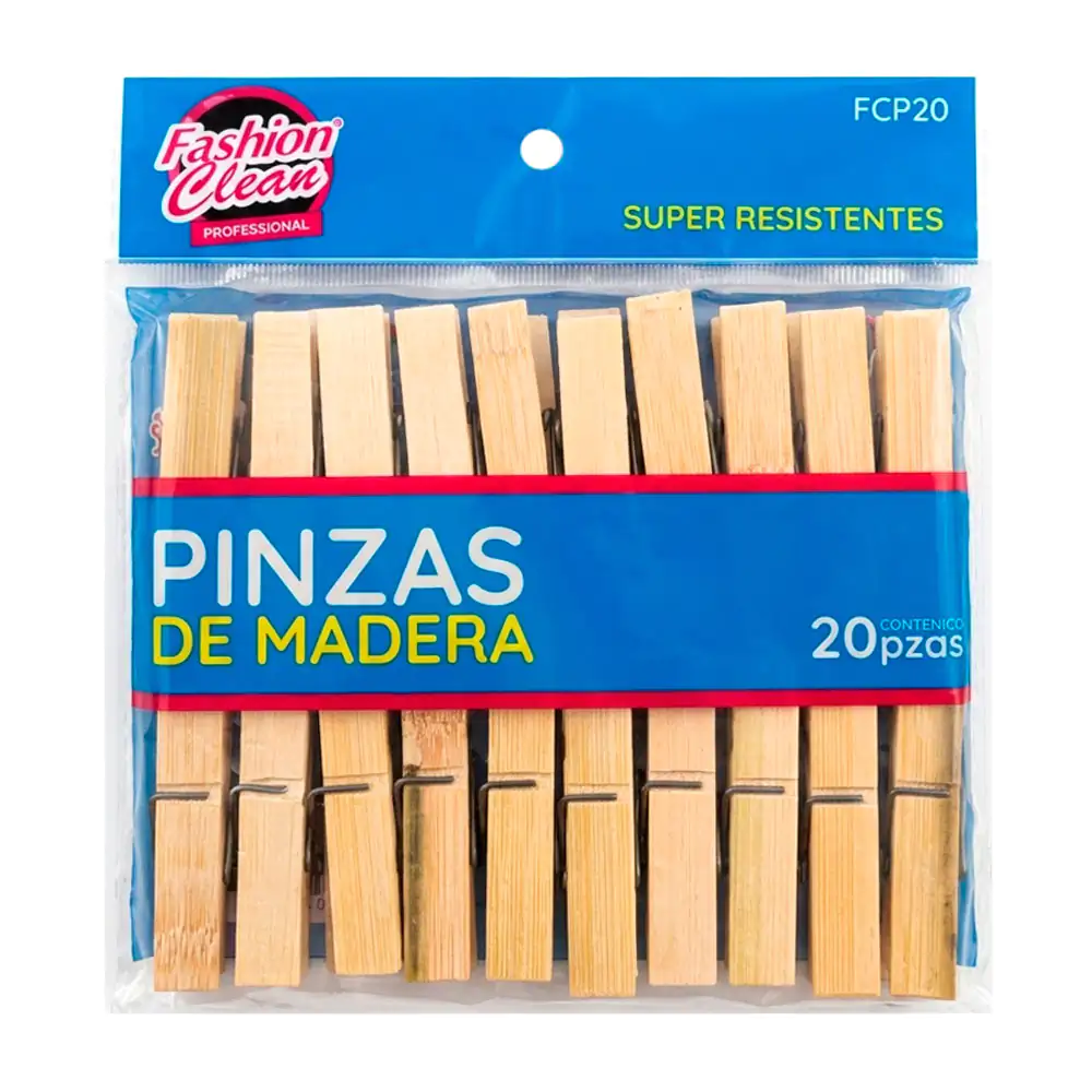 Paquete con 20 pinzas fashion clean de madera de bambú para colgar ro…