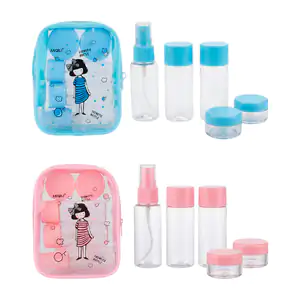 Set para viaje con 3 botellas dispensadoras + 2 mini botes de plástic…