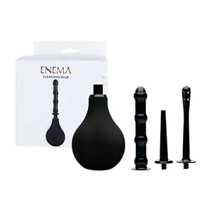 Enema grande de plástico suave con 3 puntas intercambiables, 280 ml
