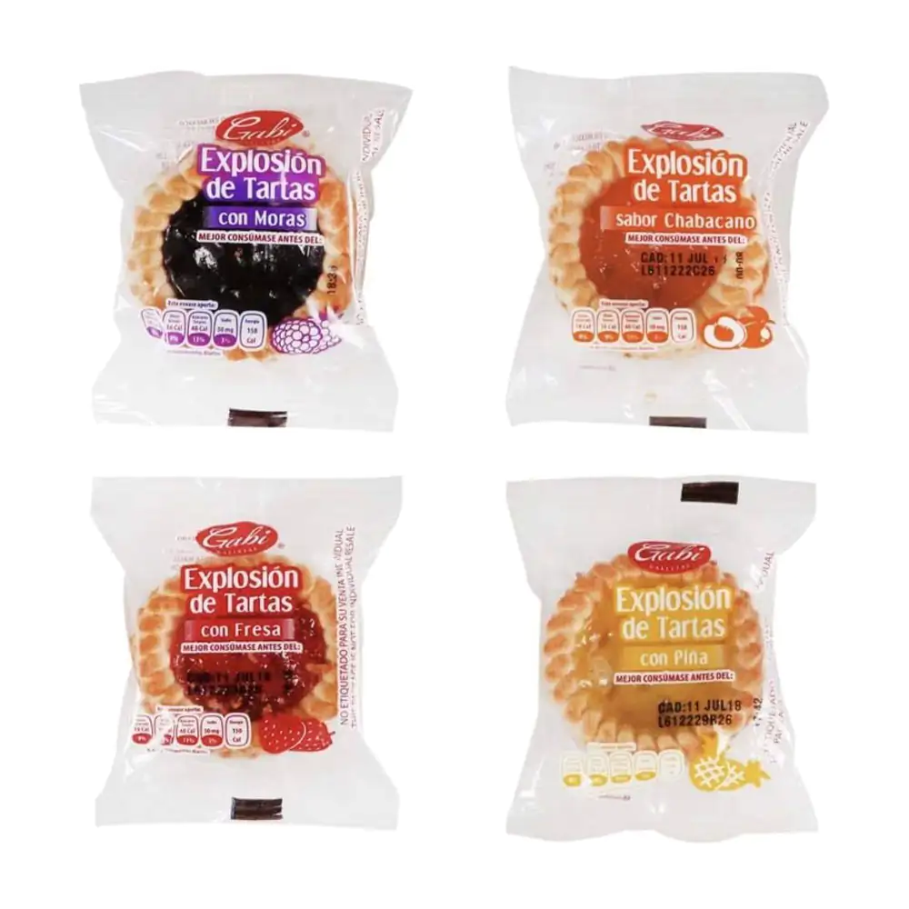 Paquete con 1pza de tartas gabi mix con mermelada de fruta, 36.7g variedad de sabores