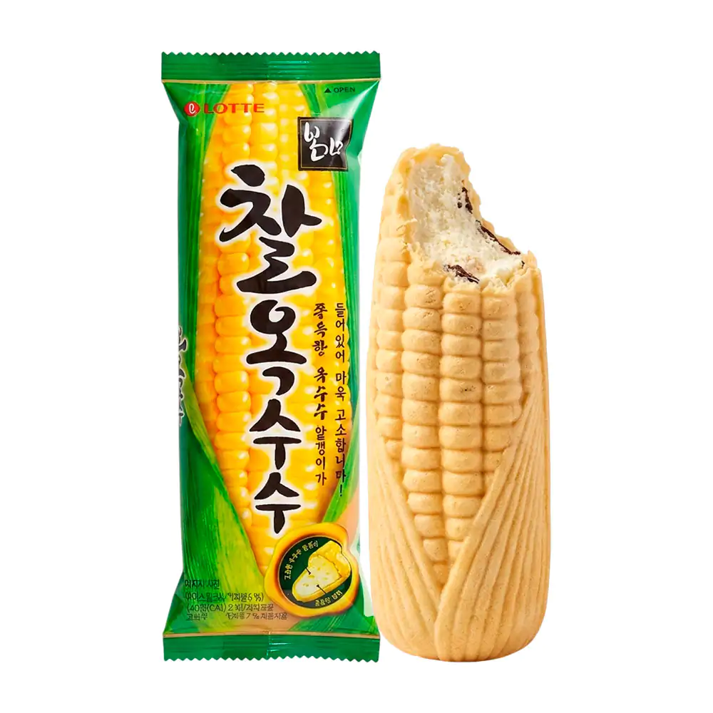 1pza paleta lotte coreana en forma de elote con helado y cobertura cr…