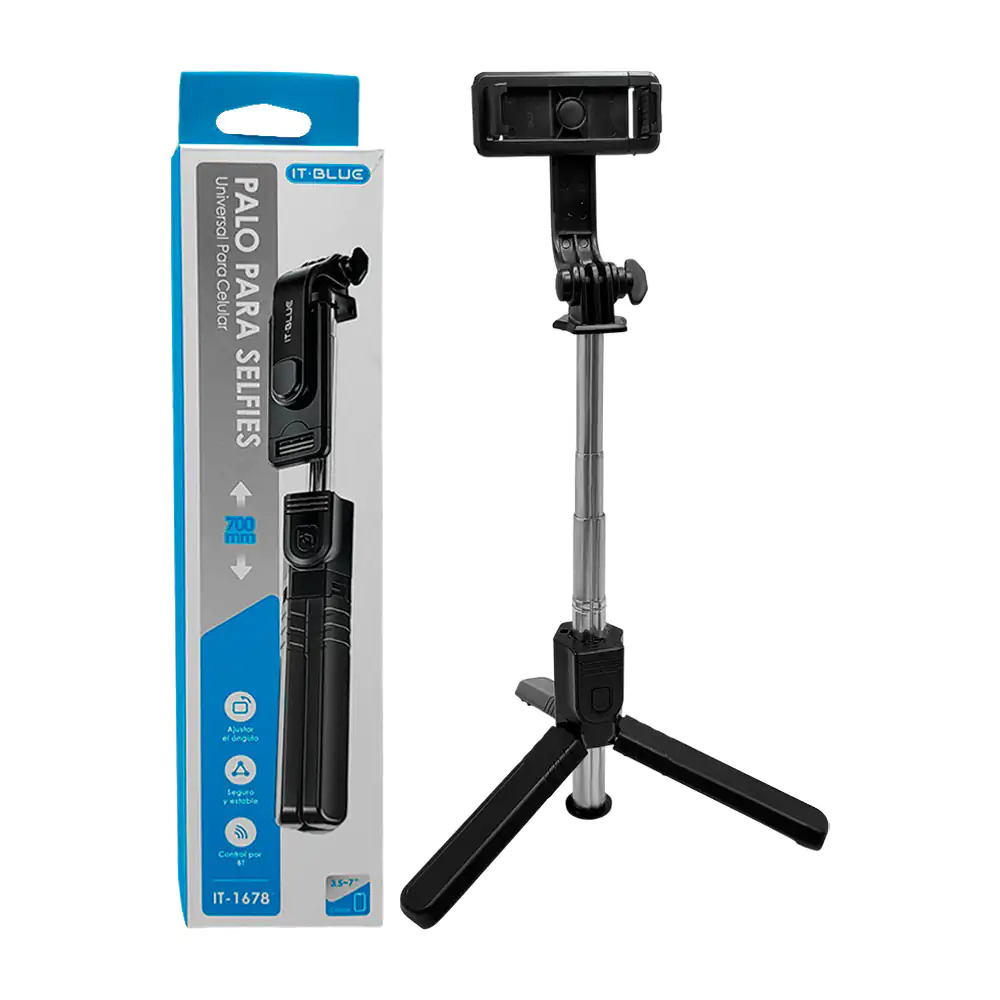 Selfie stick de 70cm con ajuste de ángulo, diseño ligero con base tri…