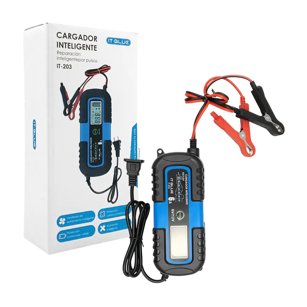 Cargador inteligente de 6v a 12v con protección a bajos voltajes y co…