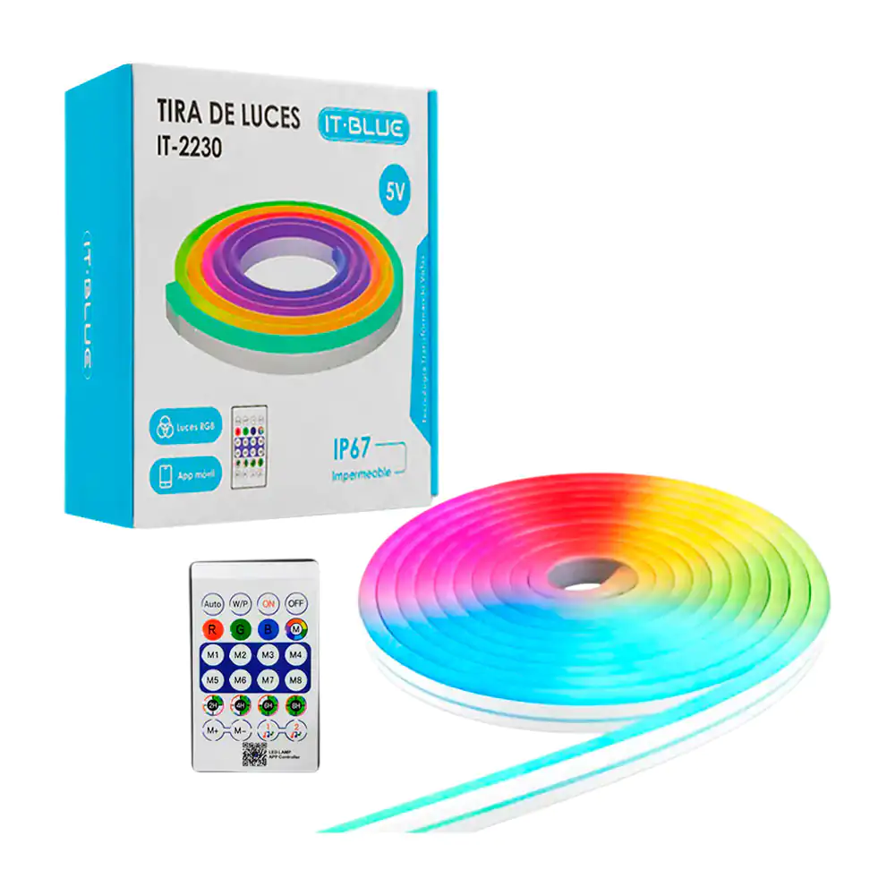 Tira led de 5mts con iluminación rgb con aplicación + control remoto …