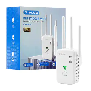 Repetidor wifi de doble banda con 4 antenas, 3 modos de red y señal e…