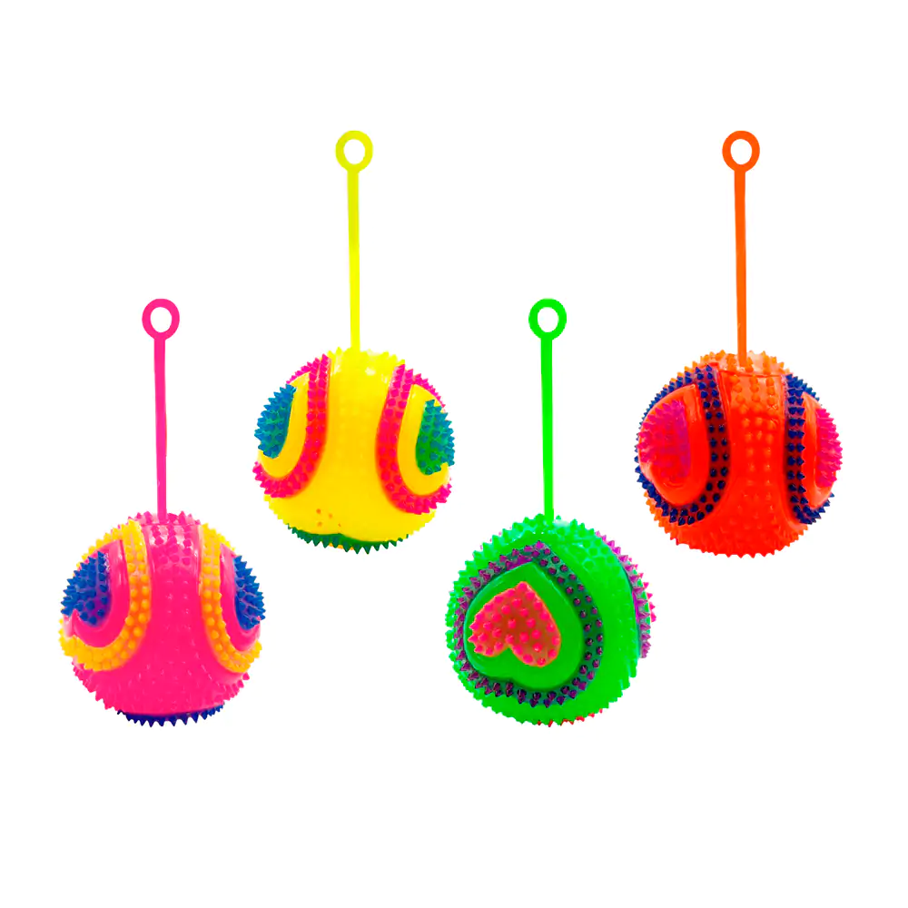 Pelota de 8cm tipo yoyo con luz y chifle, diseño de corazón, variedad…