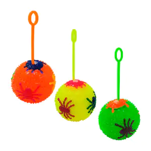 Pelota de 8cm tipo yoyo con luz y chifle, diseño de araña, variedad d…
