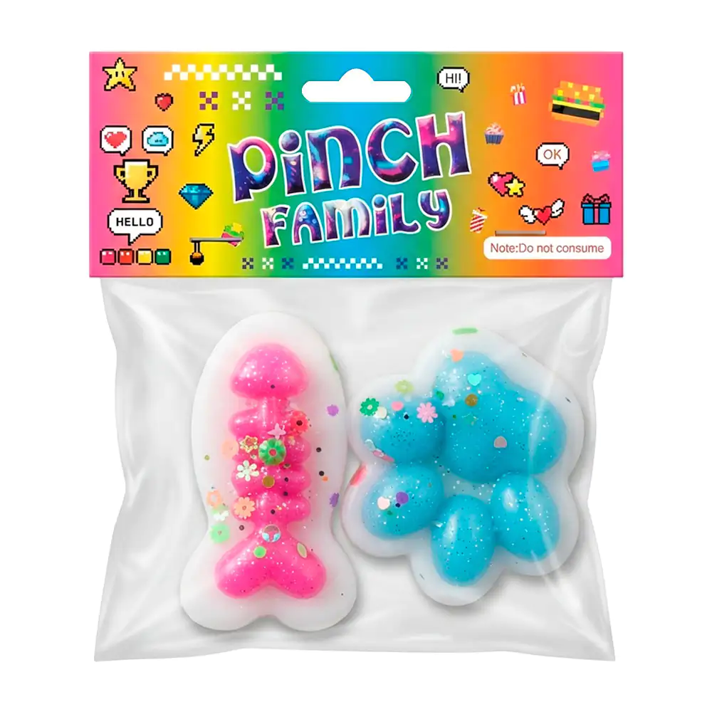 Paquete con 2 juguetes antiestrés squeeze en forma de pez y huella, v…