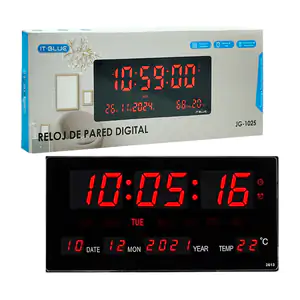 Reloj digital para pared, rectangular con calendario, alarma y temper…