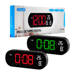 Reloj digital de pared, pequeño ovalado con calendario, alarma y temp…